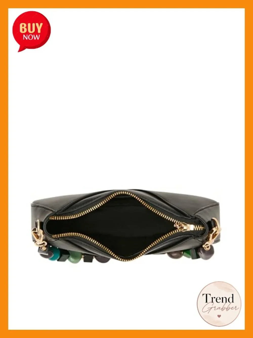 Faux Leather Crossbody Bag Satchel with Zipper Closure and Bead Strap